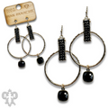 Twisted gold tone circle and seed bead earring with crystals from Swarovski®