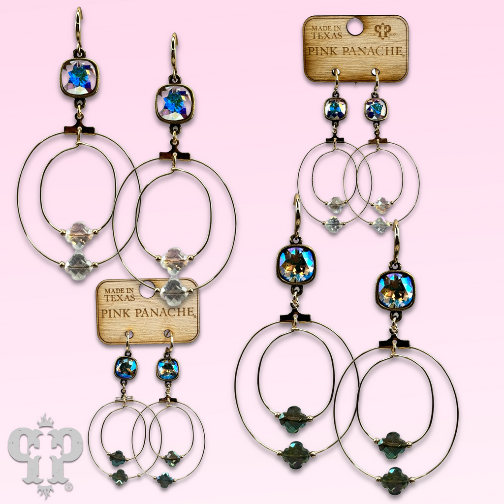 Faceted clover bead earring with crystals from Swarovski®