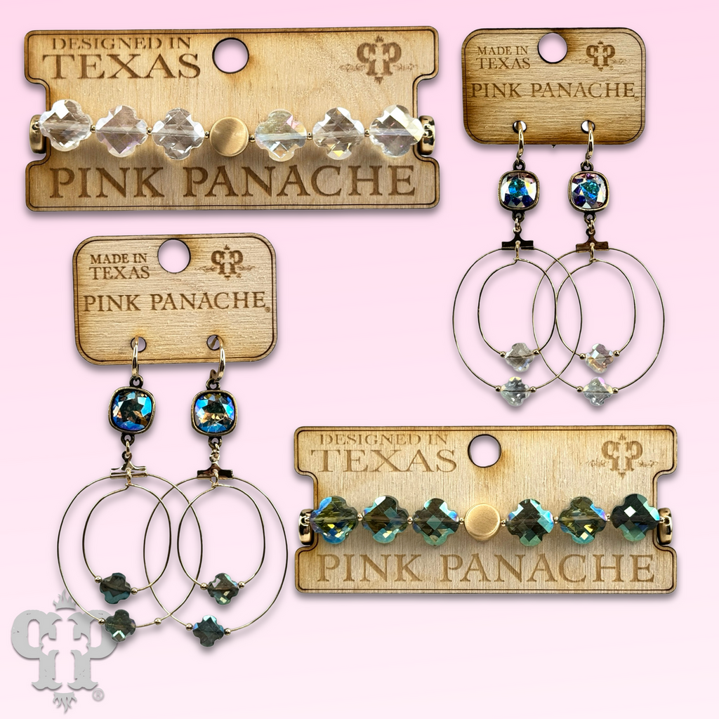 Faceted clover bead earring with crystals from Swarovski®