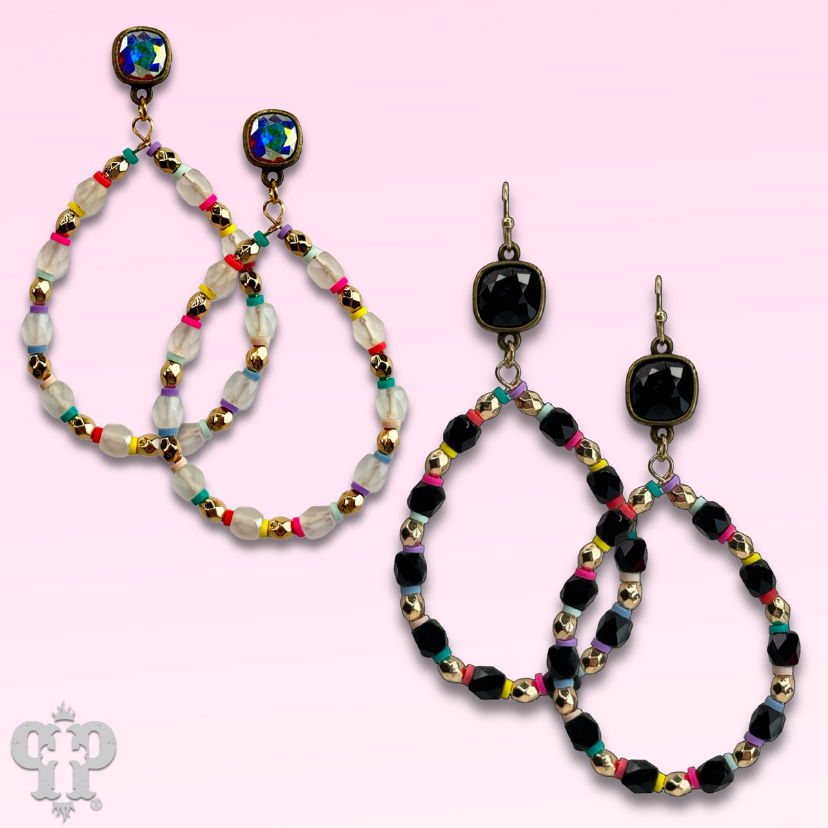 Multi-color and barrel bead earring with crystals from Swarovski®