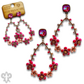Flower bead wrapped teardrop earring with crystals from Swarovski®