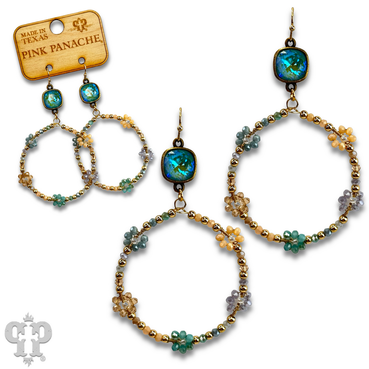 Flower bead circle earring with crystals from Swarovski®