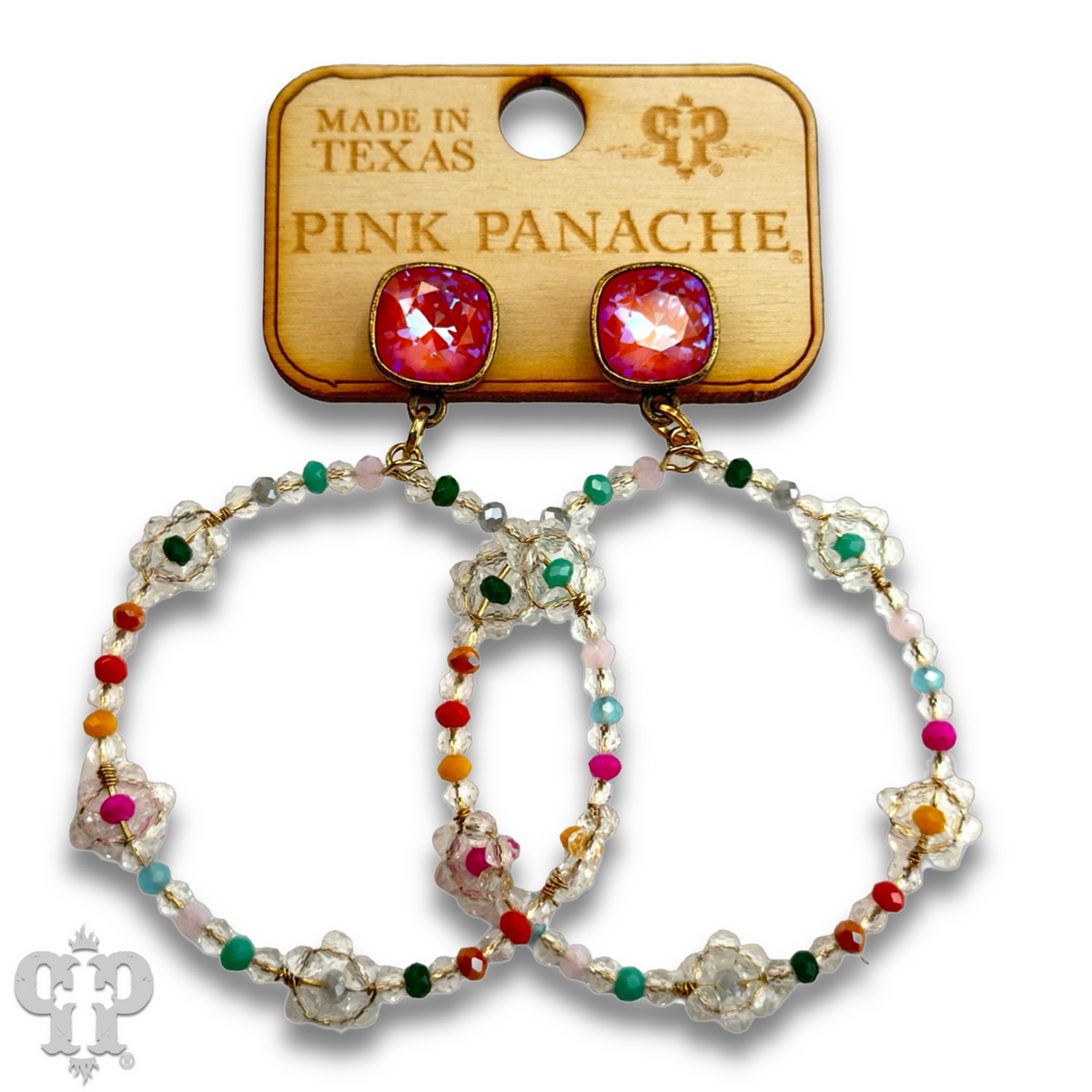 Flower bead circle earring with crystals from Swarovski®