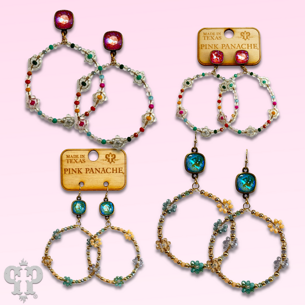 Flower bead circle earring with crystals from Swarovski®
