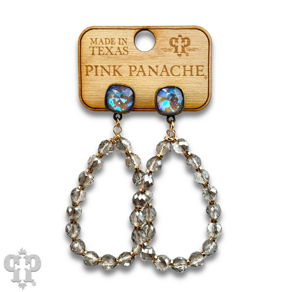 Faceted teardrop barrel bead earring with crystals from Swarovski®- LC