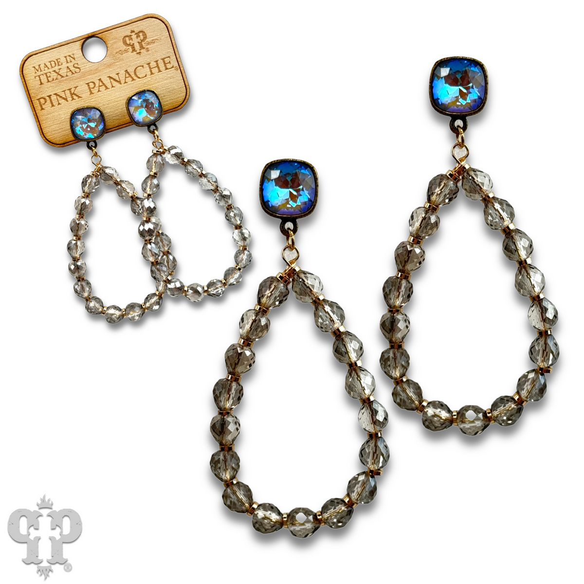 Faceted teardrop barrel bead earring with crystals from Swarovski®- LC