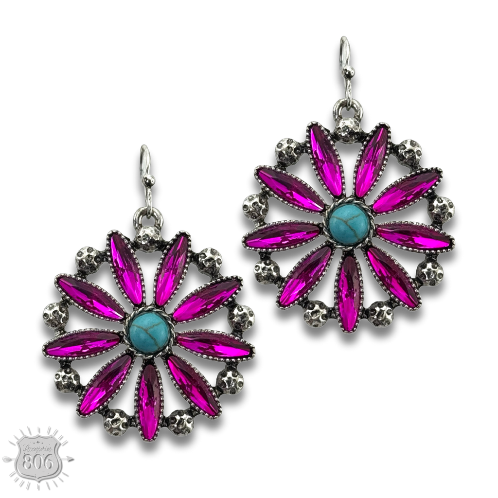 Southwest rhinestone flower earring
