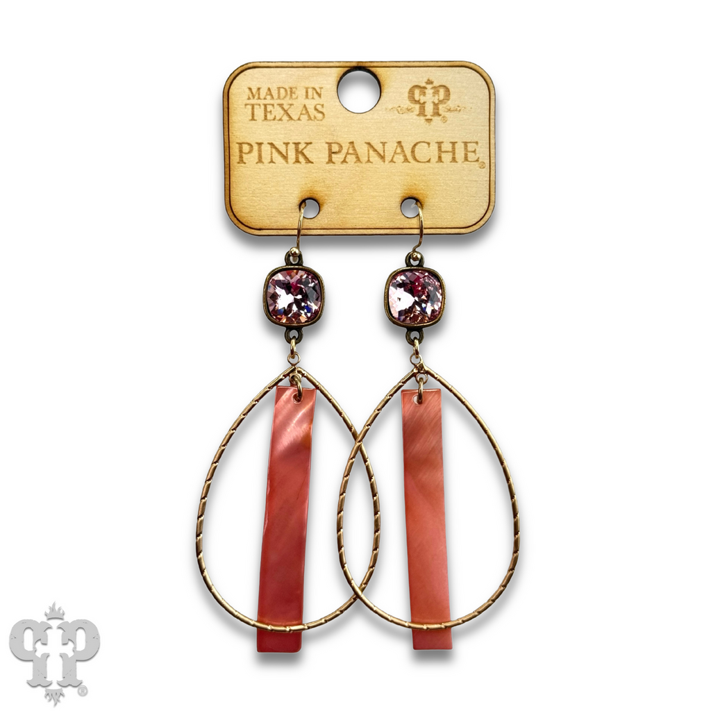Mother-of-pearl bar teardrop earring with crystals from Swarovski®