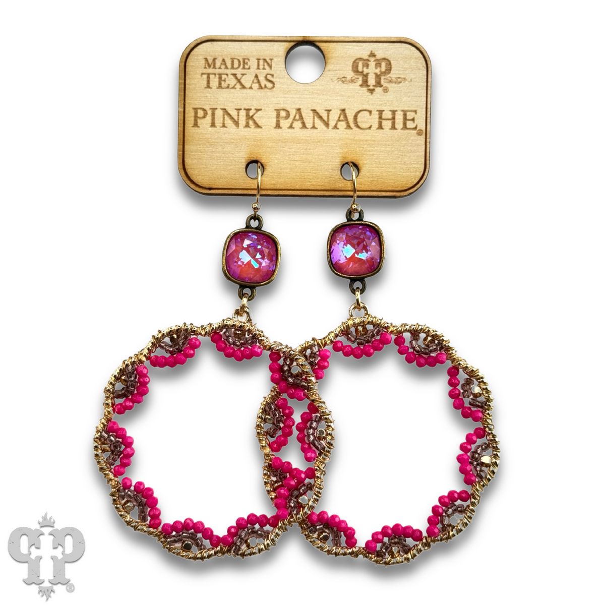 Scalloped bead circle earring with crystals from Swarovski®