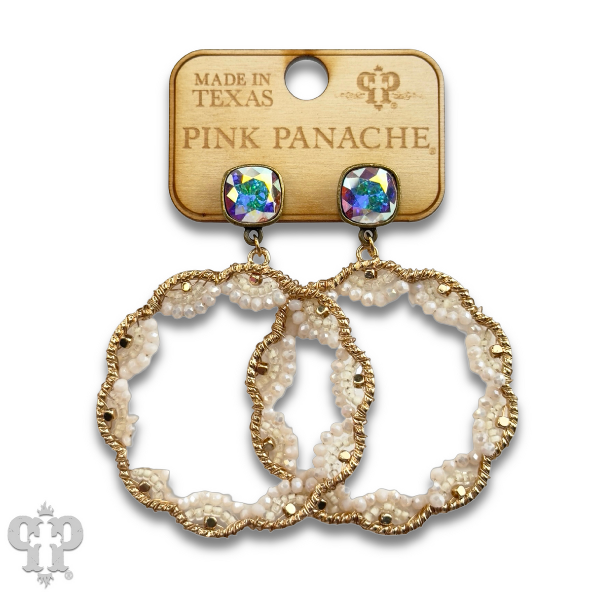 Scalloped bead circle earring with crystals from Swarovski®