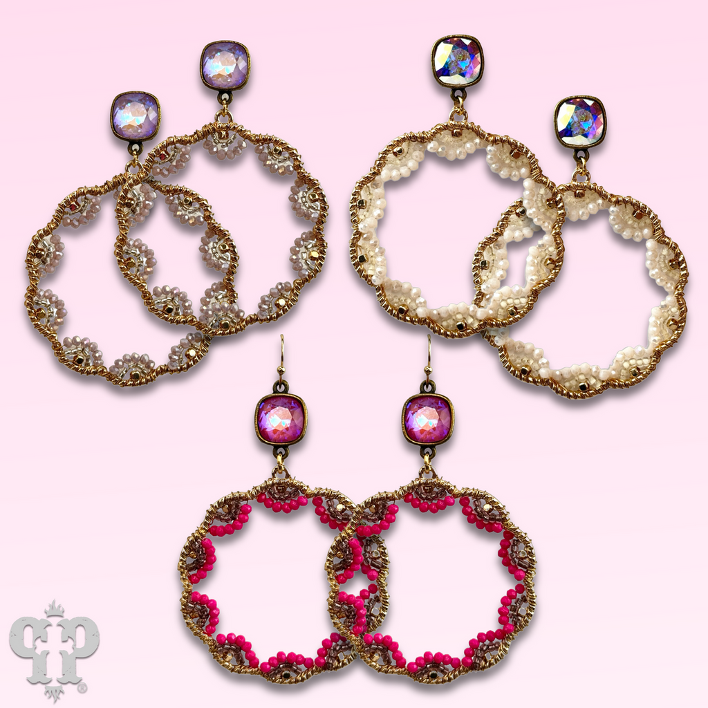 Scalloped bead circle earring with crystals from Swarovski®
