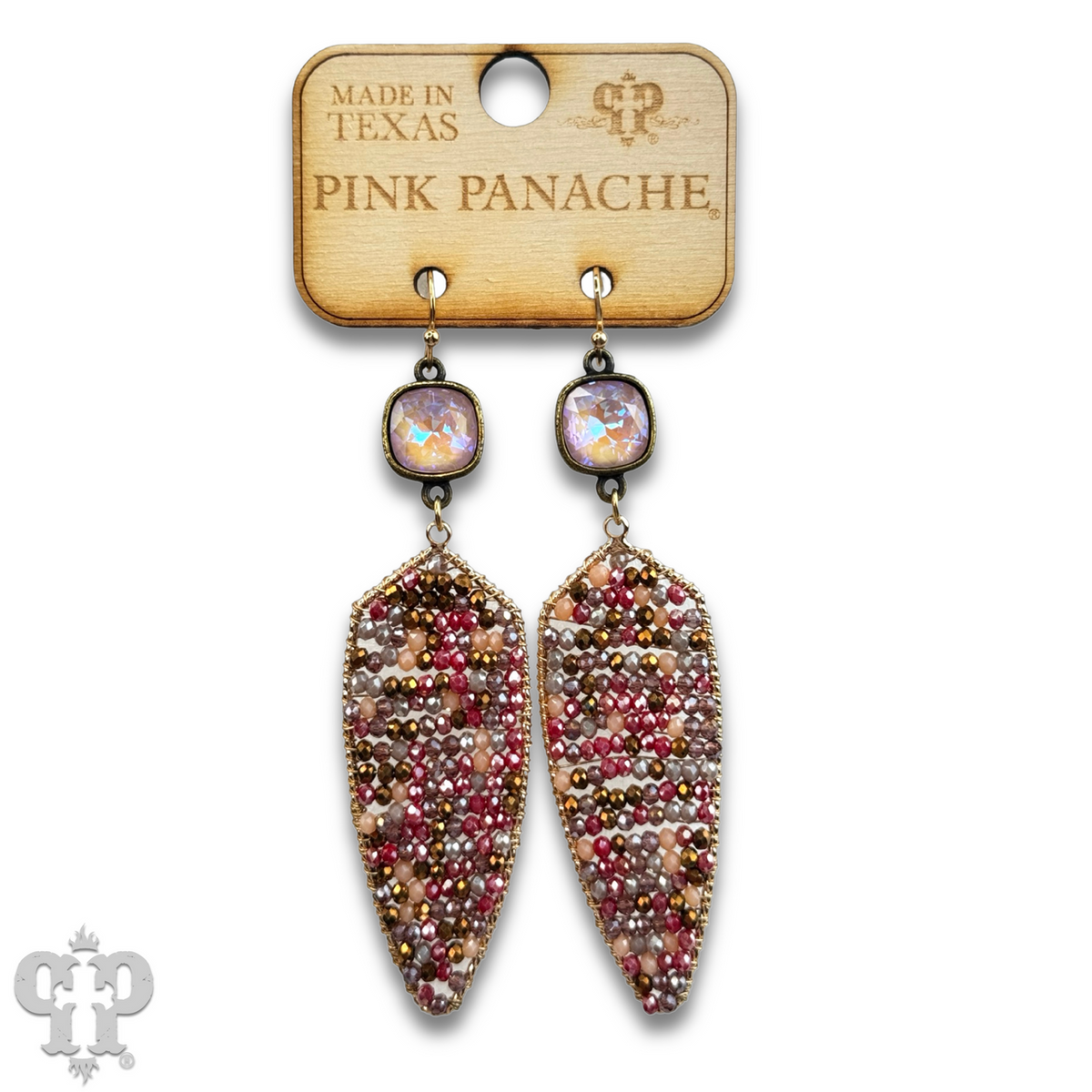 Arrow shape seed bead earring with crystals from Swarovski®