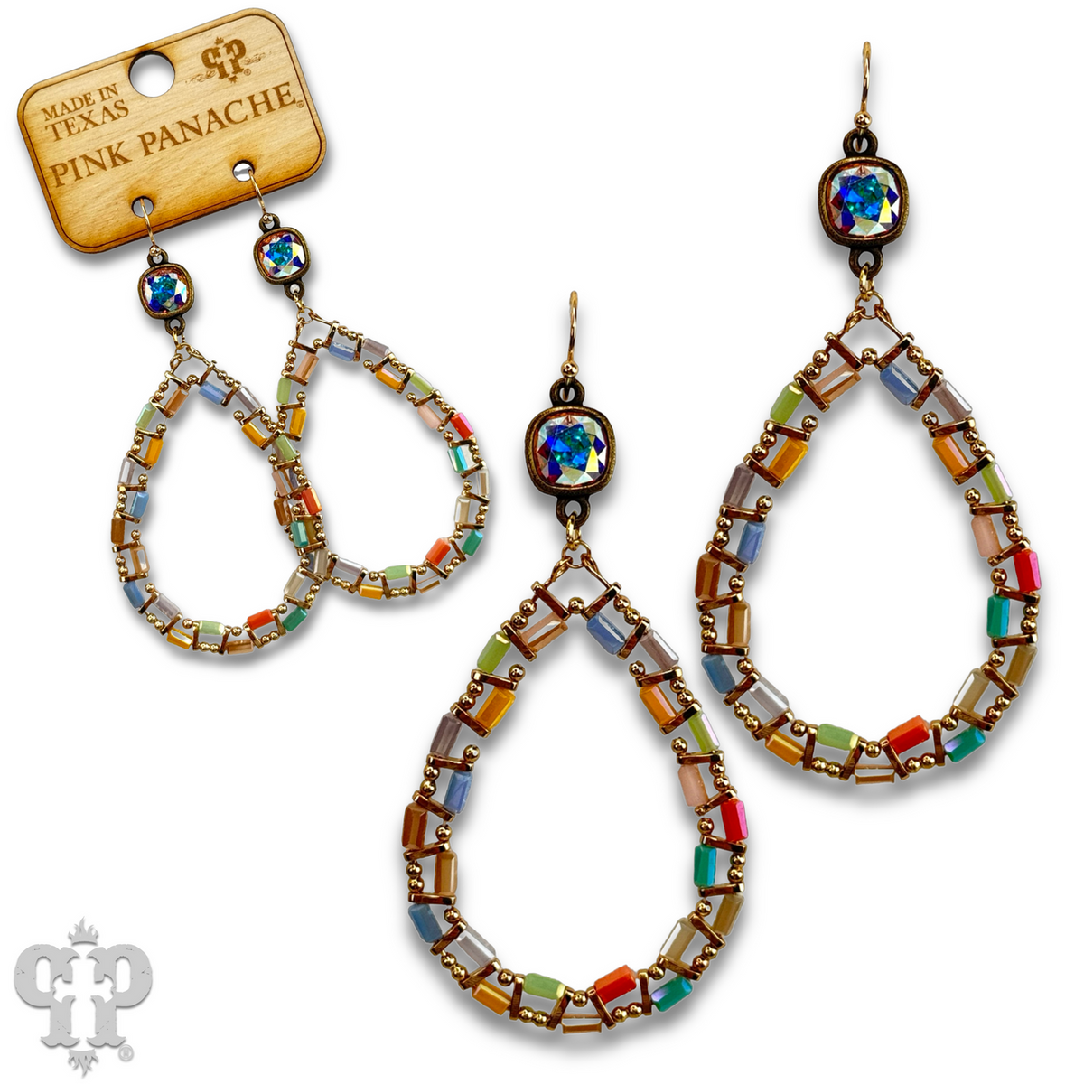 Iridescent finish bead teardrop earring with crystals from Swarovski®