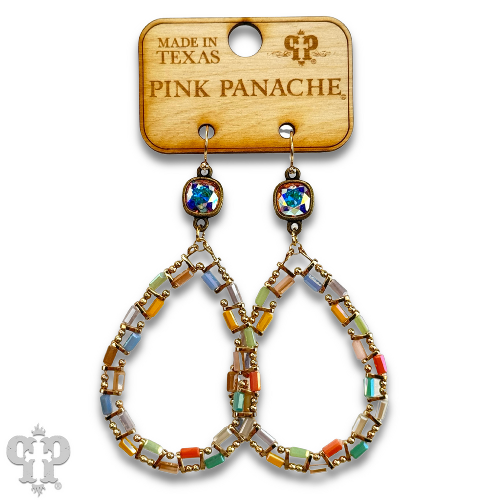 Iridescent finish bead teardrop earring with crystals from Swarovski®