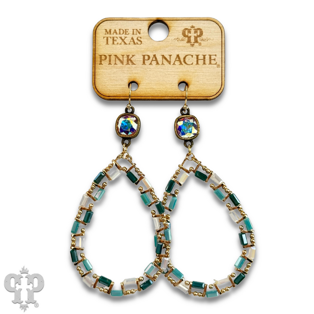 Iridescent finish bead teardrop earring with crystals from Swarovski®