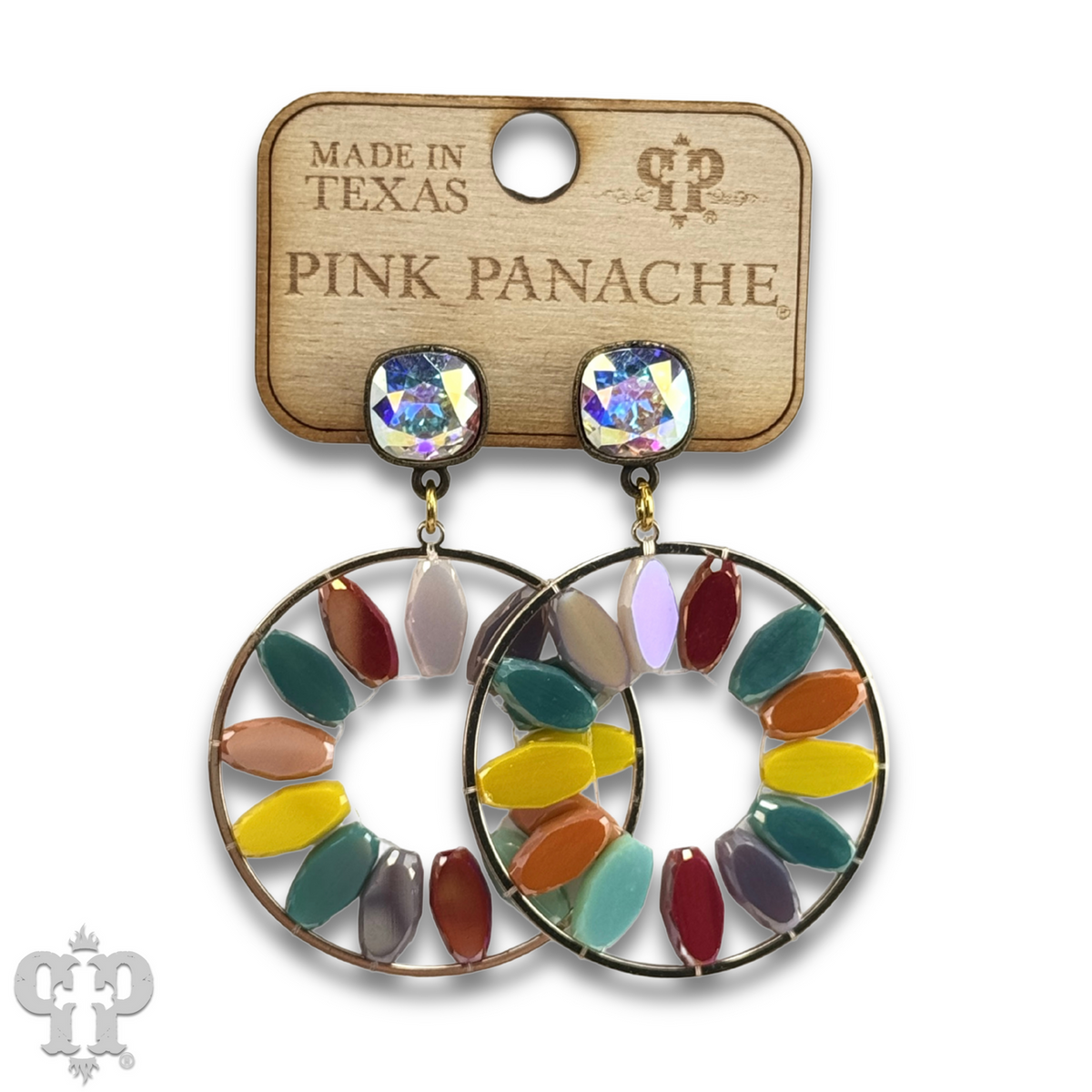 Flat oval beads circle earring with crystals from Swarovski® - LC