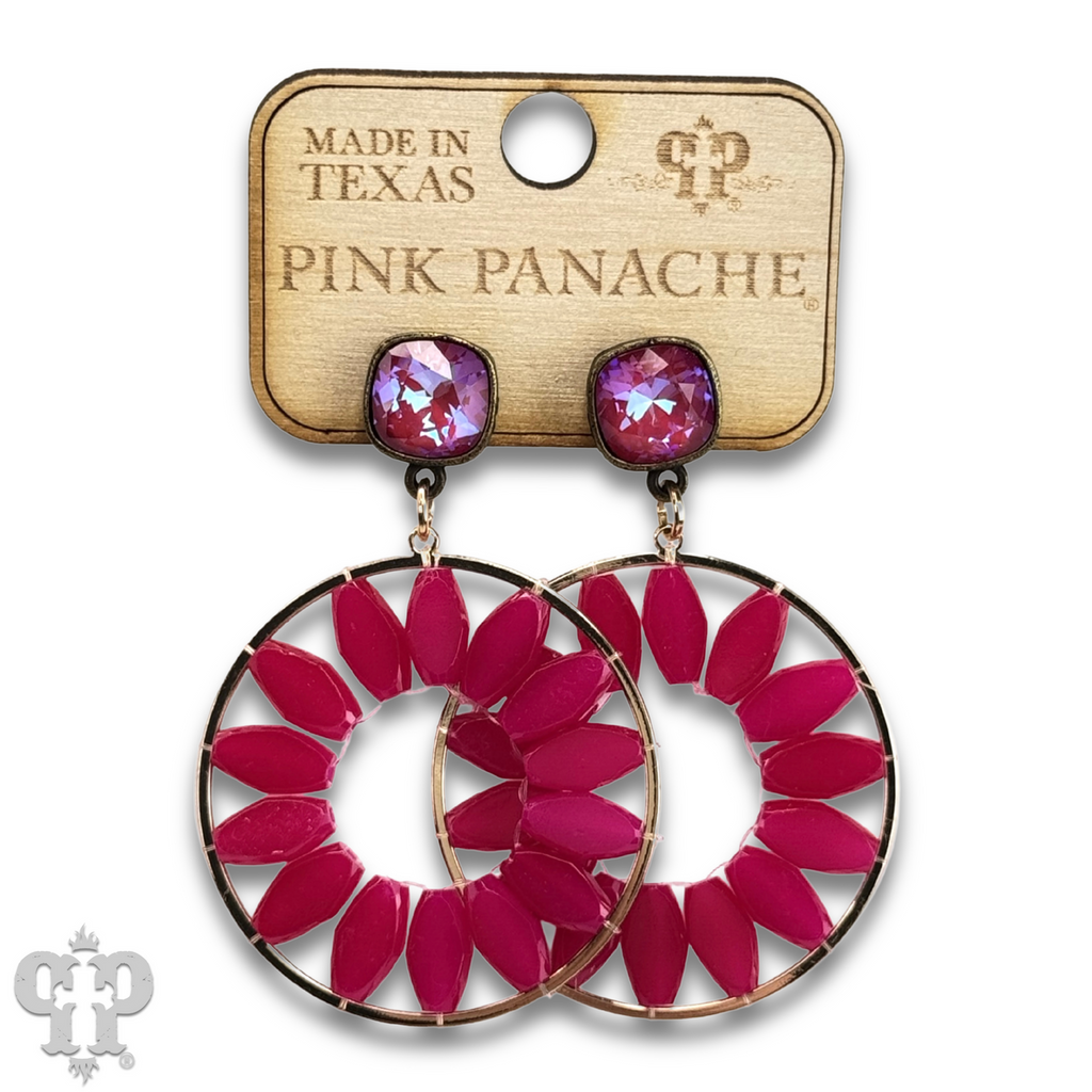 Flat oval beads circle earring with crystals from Swarovski® - LC