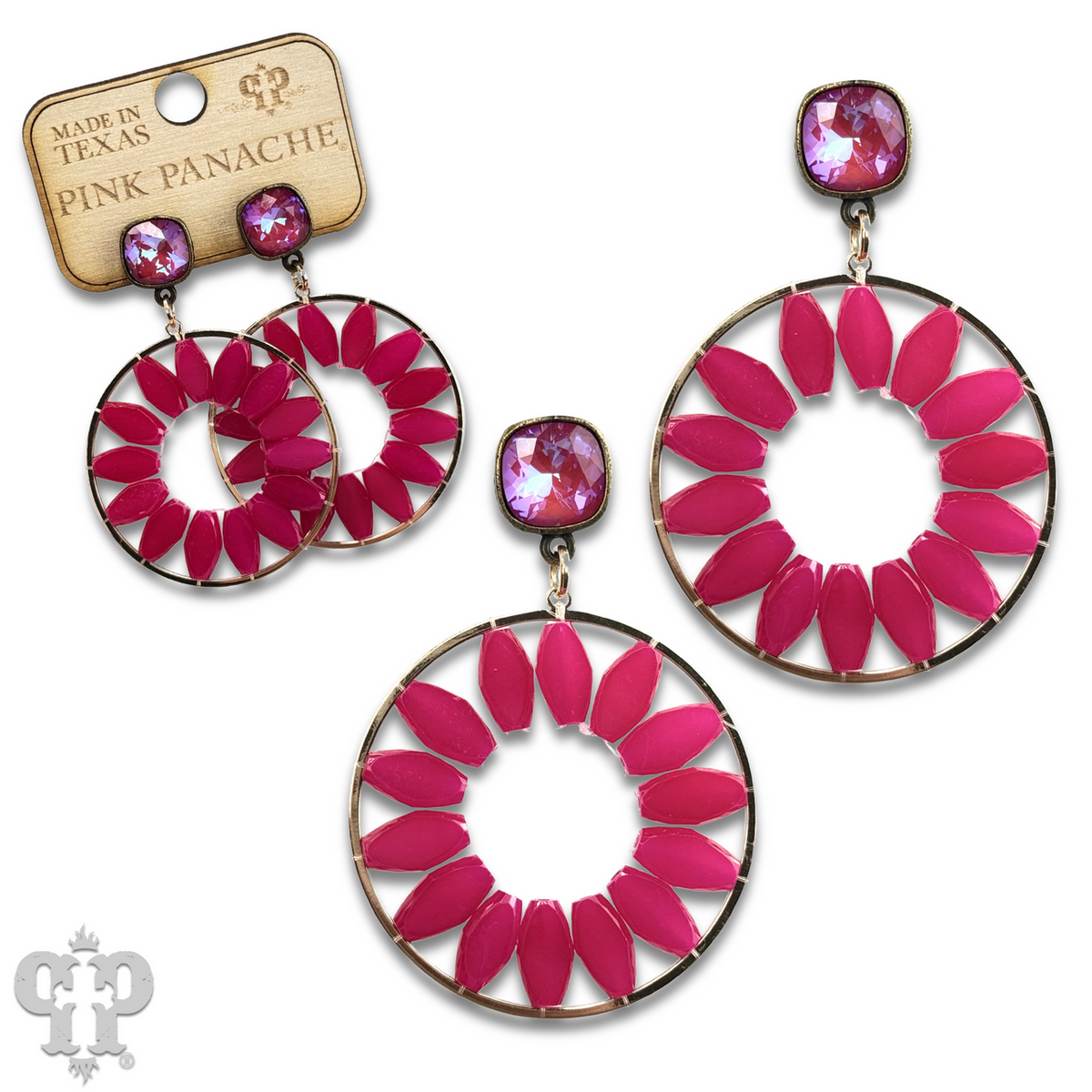 Flat oval beads circle earring with crystals from Swarovski® - LC