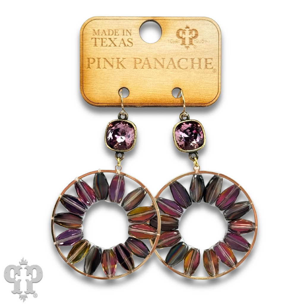 Flat oval beads circle earring with crystals from Swarovski® - LC