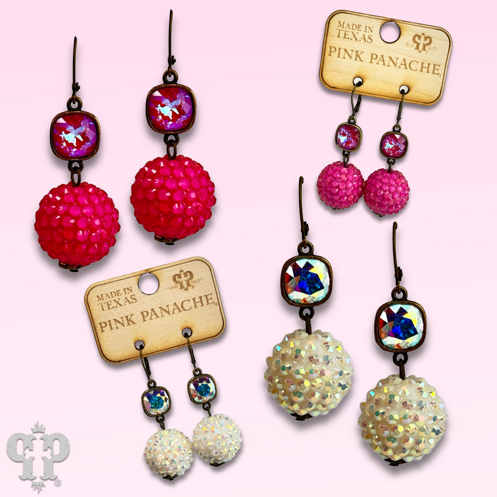 Crystal ball earring with crystals from Swarovski®