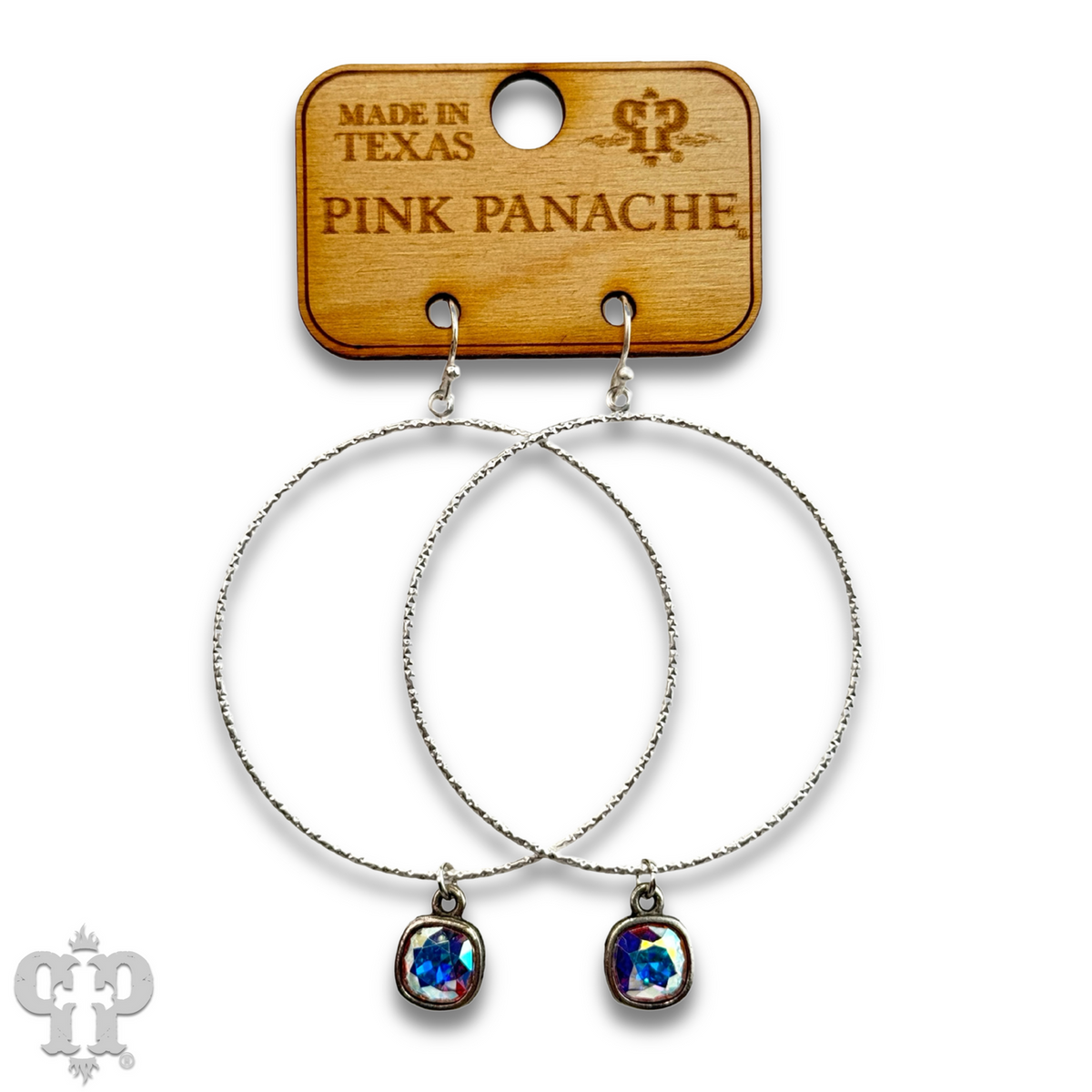 Large textured circle earring with crystals from Swarovski®- LC