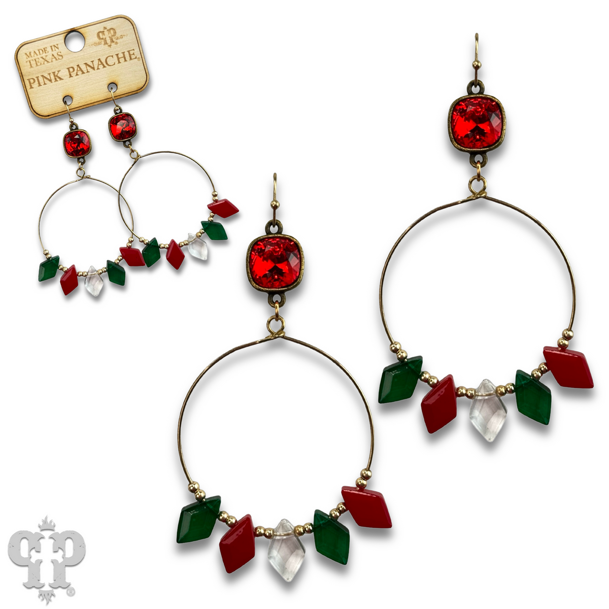 Diamond bead circle earring with crystals from Swarovski®