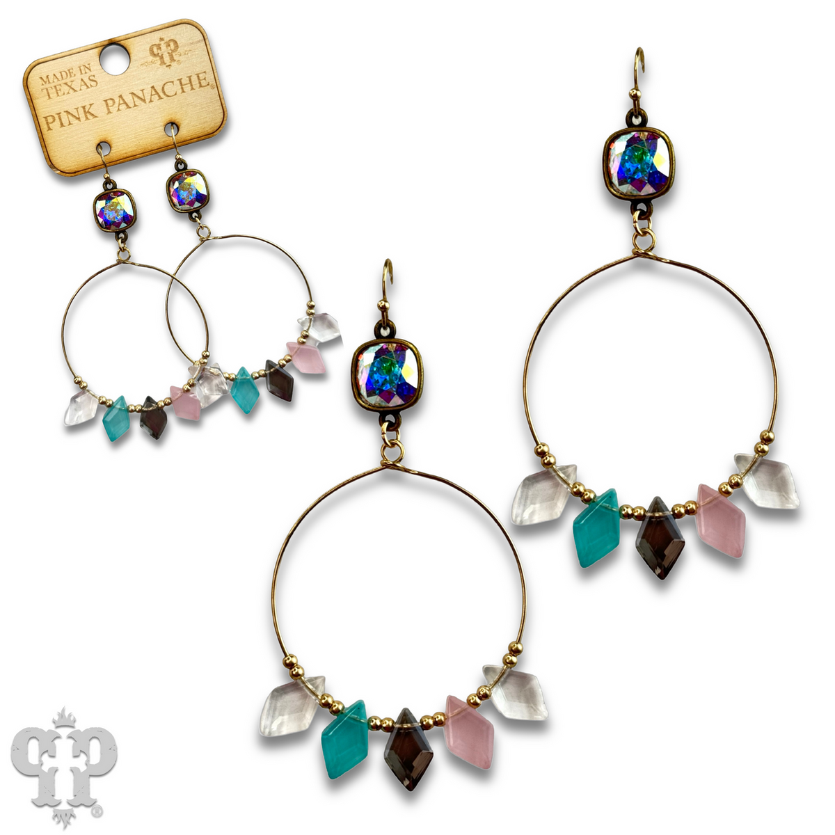Diamond bead circle earring with crystals from Swarovski®