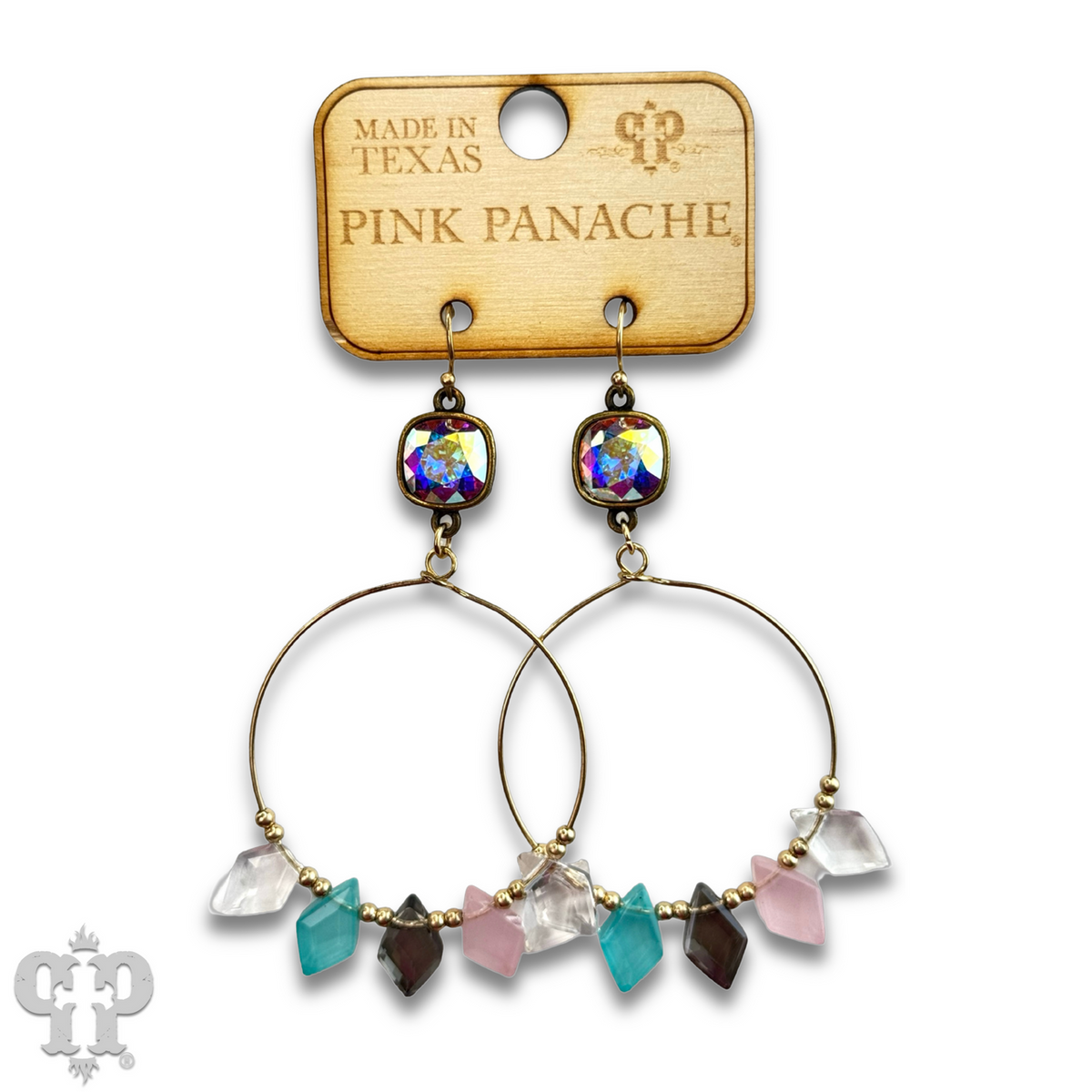 Diamond bead circle earring with crystals from Swarovski®