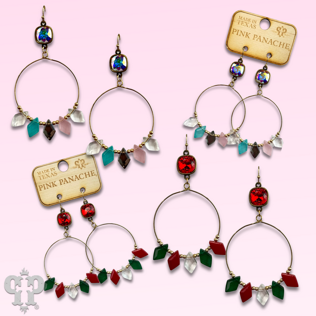 Diamond bead circle earring with crystals from Swarovski®