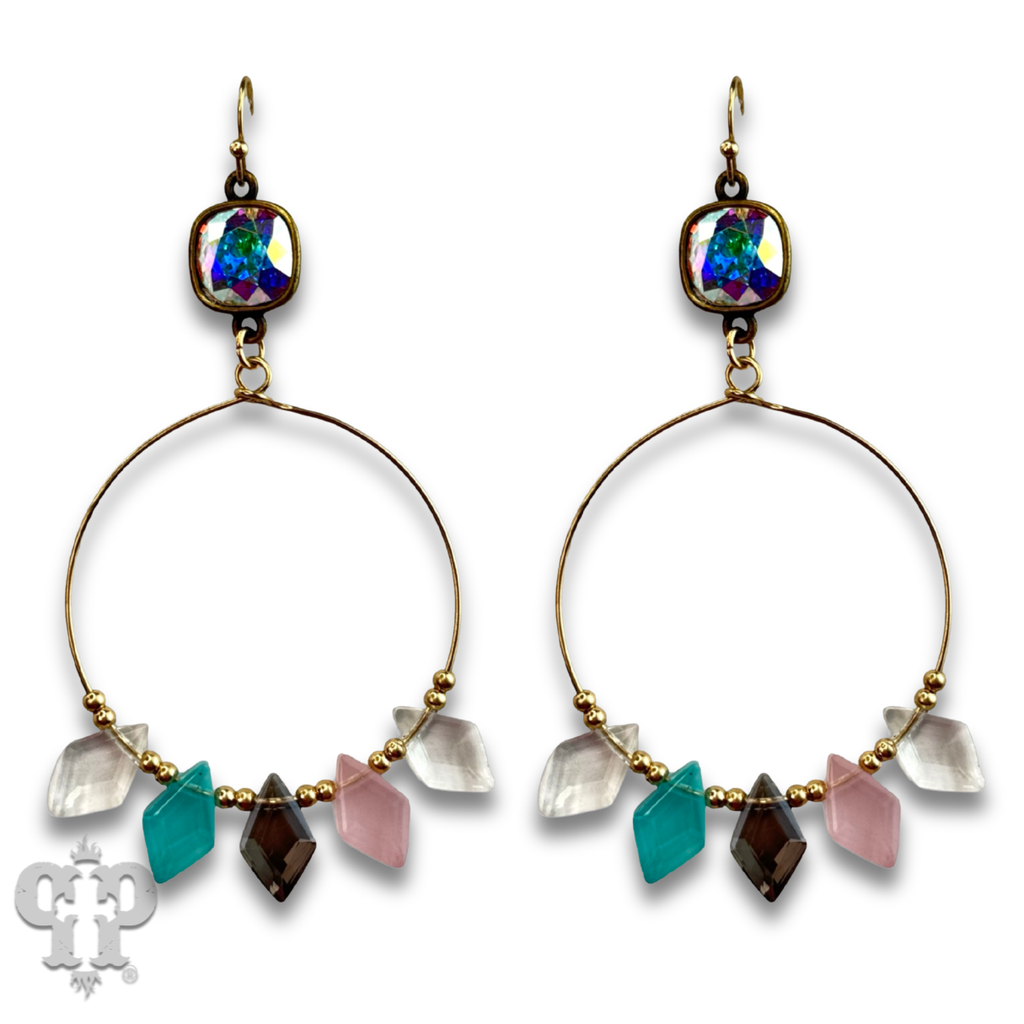 Diamond bead circle earring with crystals from Swarovski®