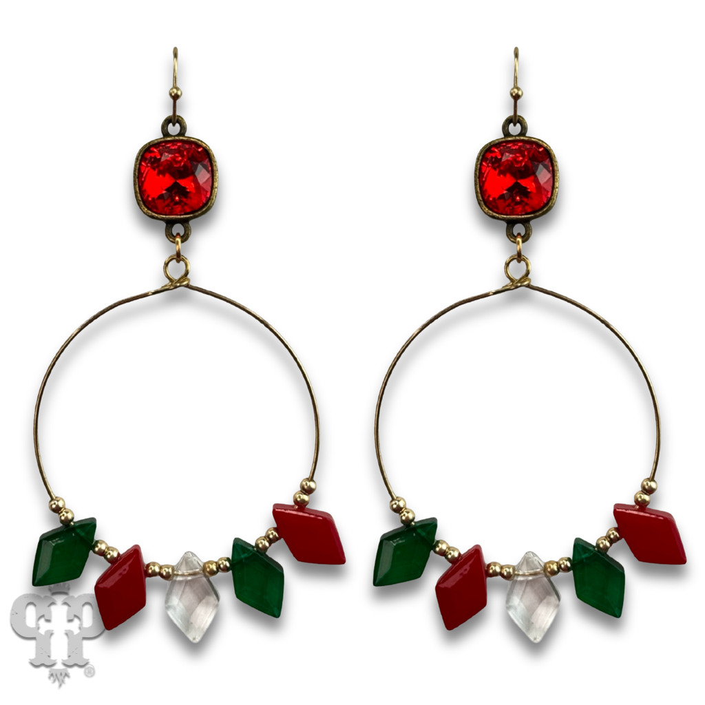 Diamond bead circle earring with crystals from Swarovski®
