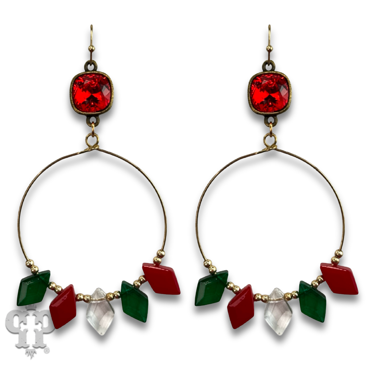 Diamond bead circle earring with crystals from Swarovski®