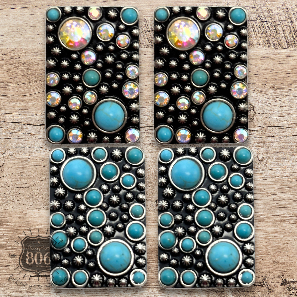 Western burnished rectangle earring