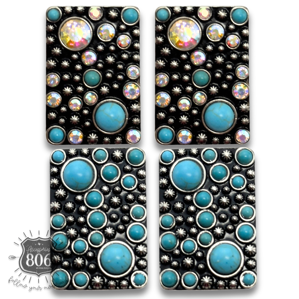 Western burnished rectangle earring