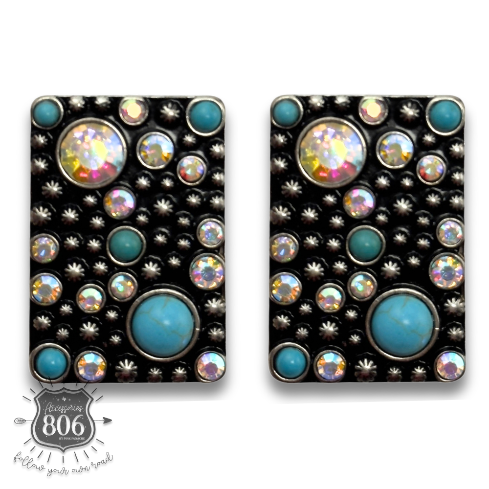 Western burnished rectangle earring