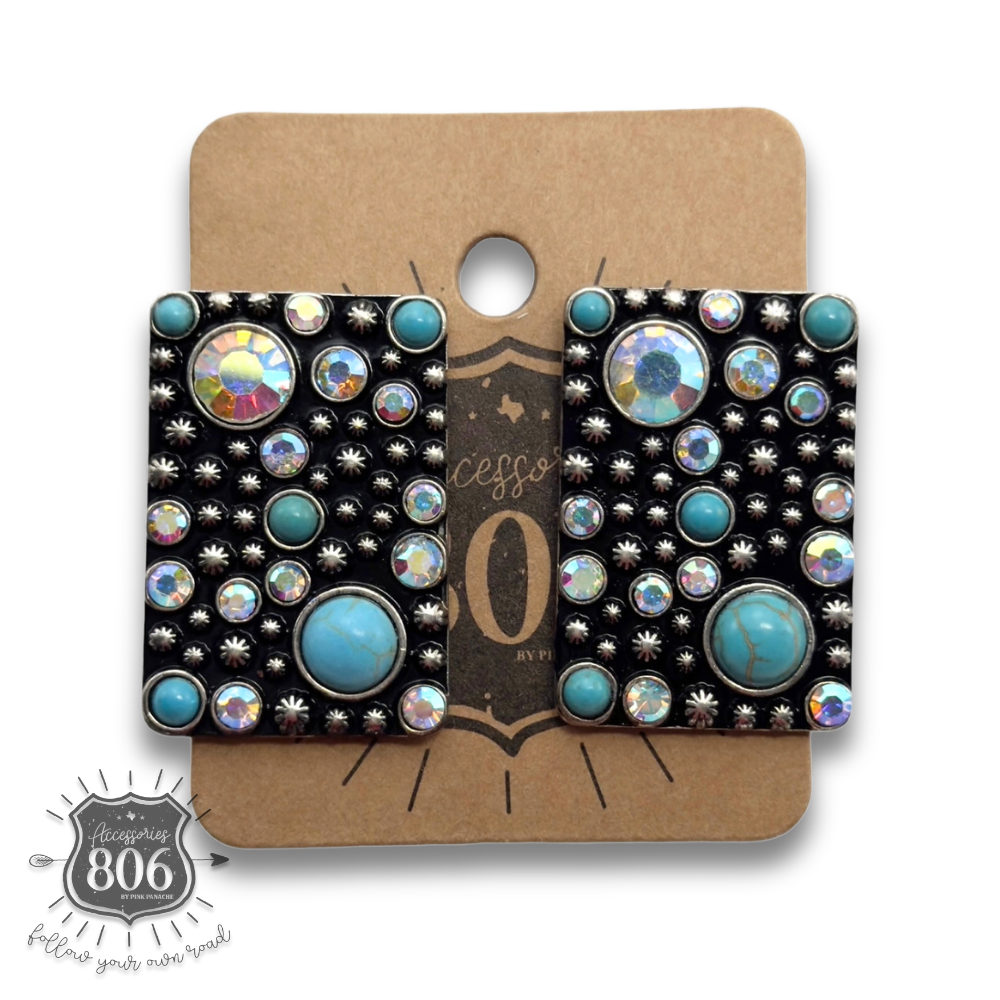 Western burnished rectangle earring