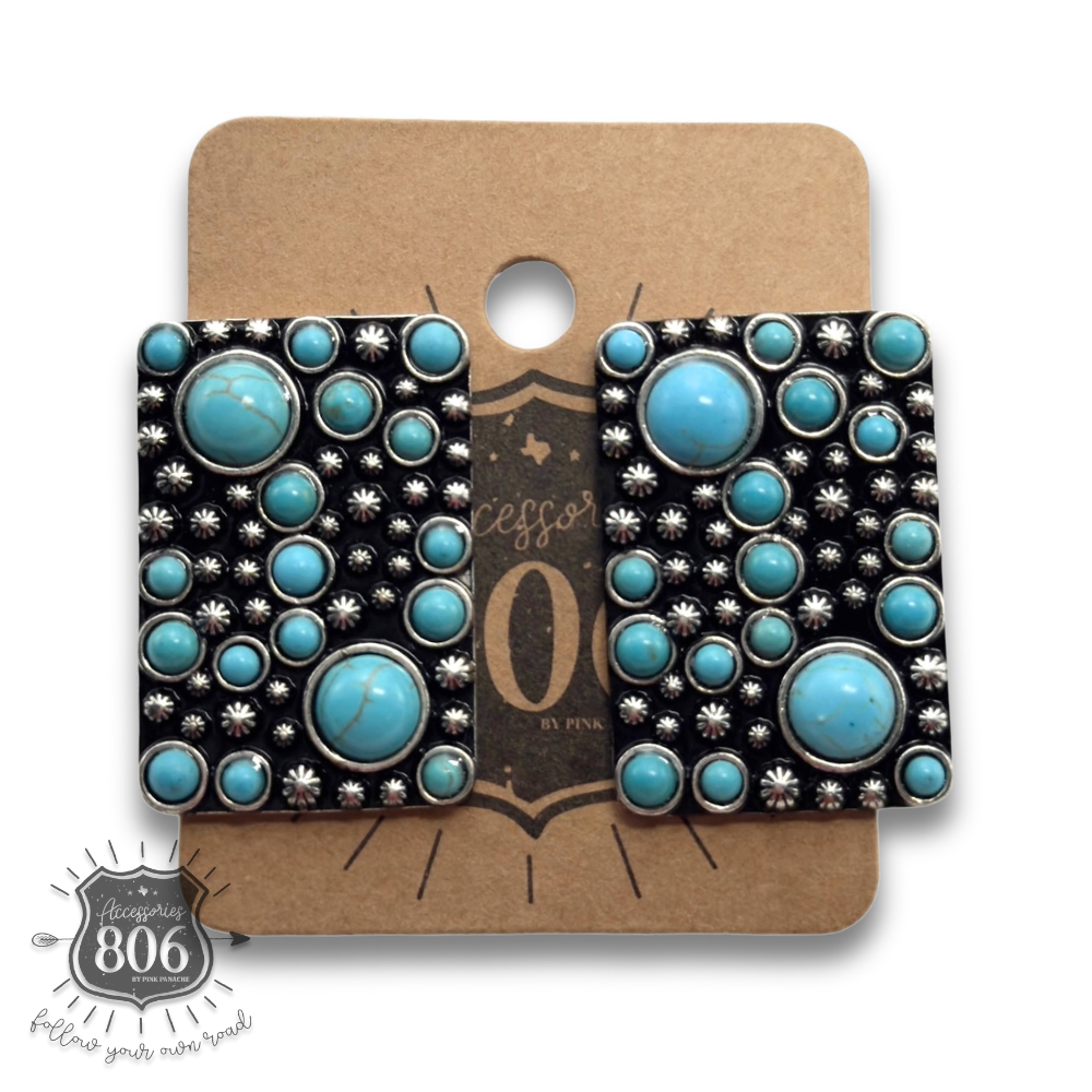 Western burnished rectangle earring