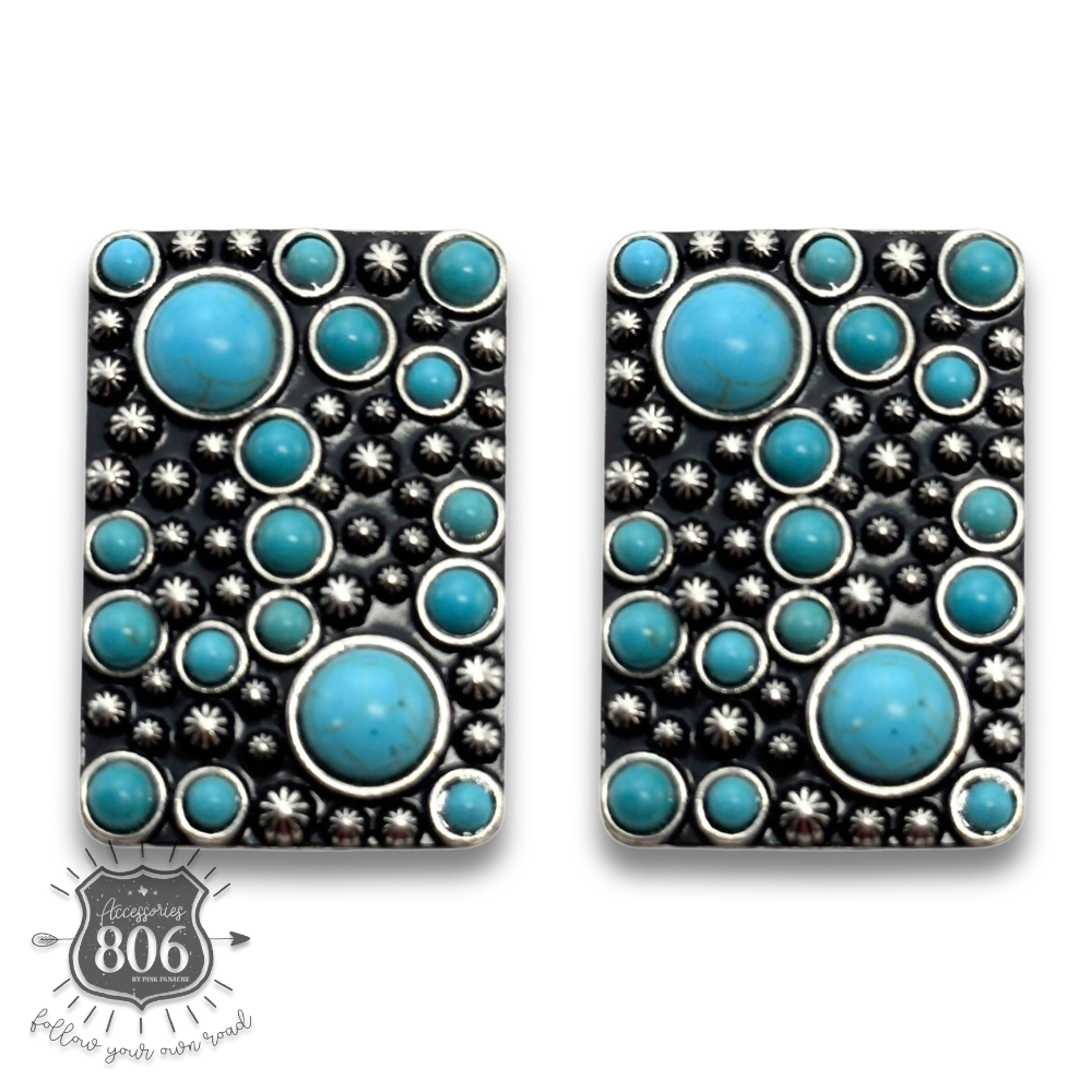 Western burnished rectangle earring