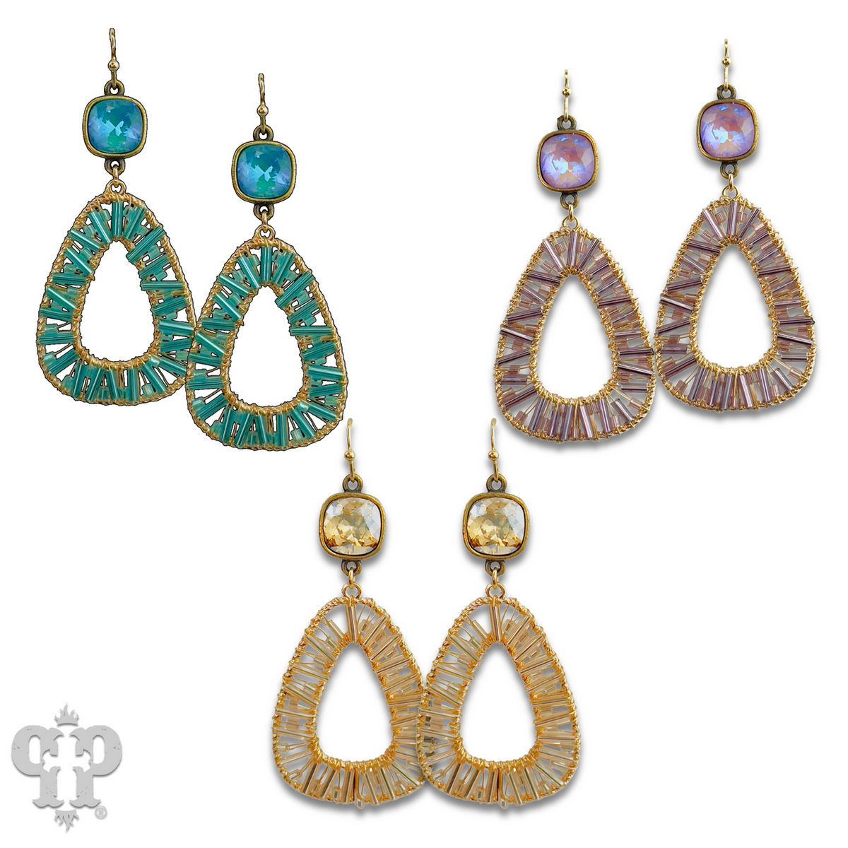 Tube bead wrapped earring with crystals from Swarovski®