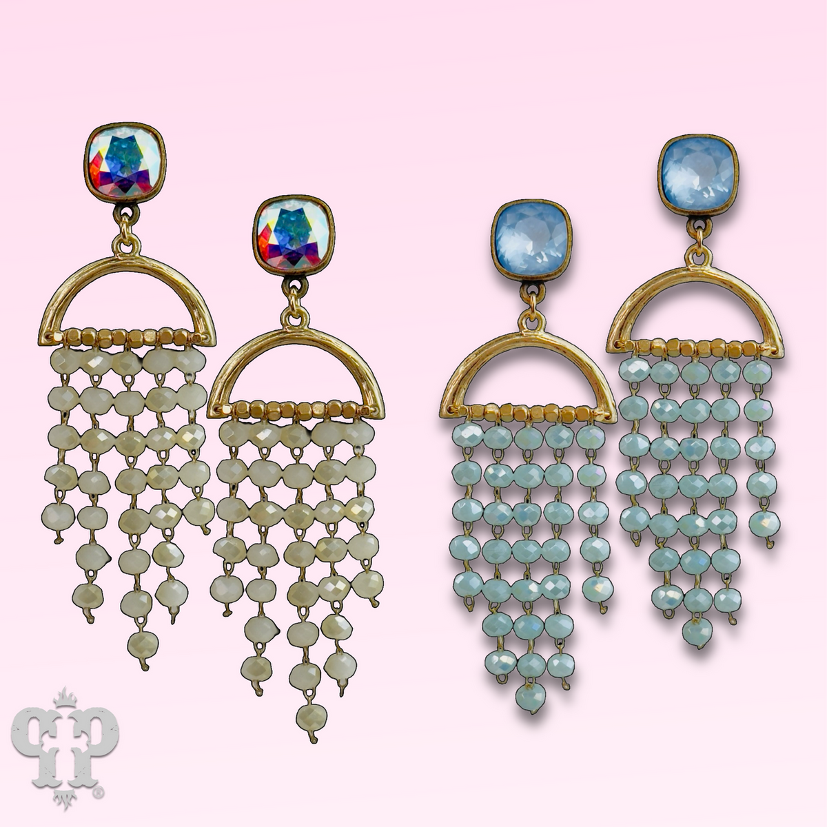 Waterfall beaded earring with crystals from Swarovski®