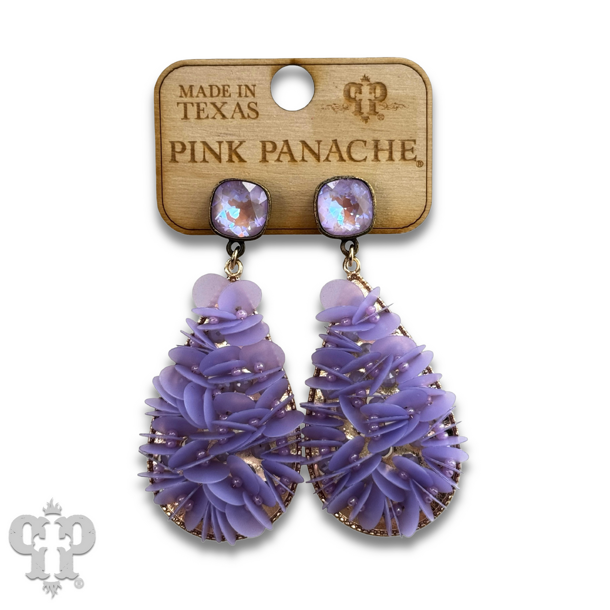 Ruffled sequin earring with crystals from Swarovski®