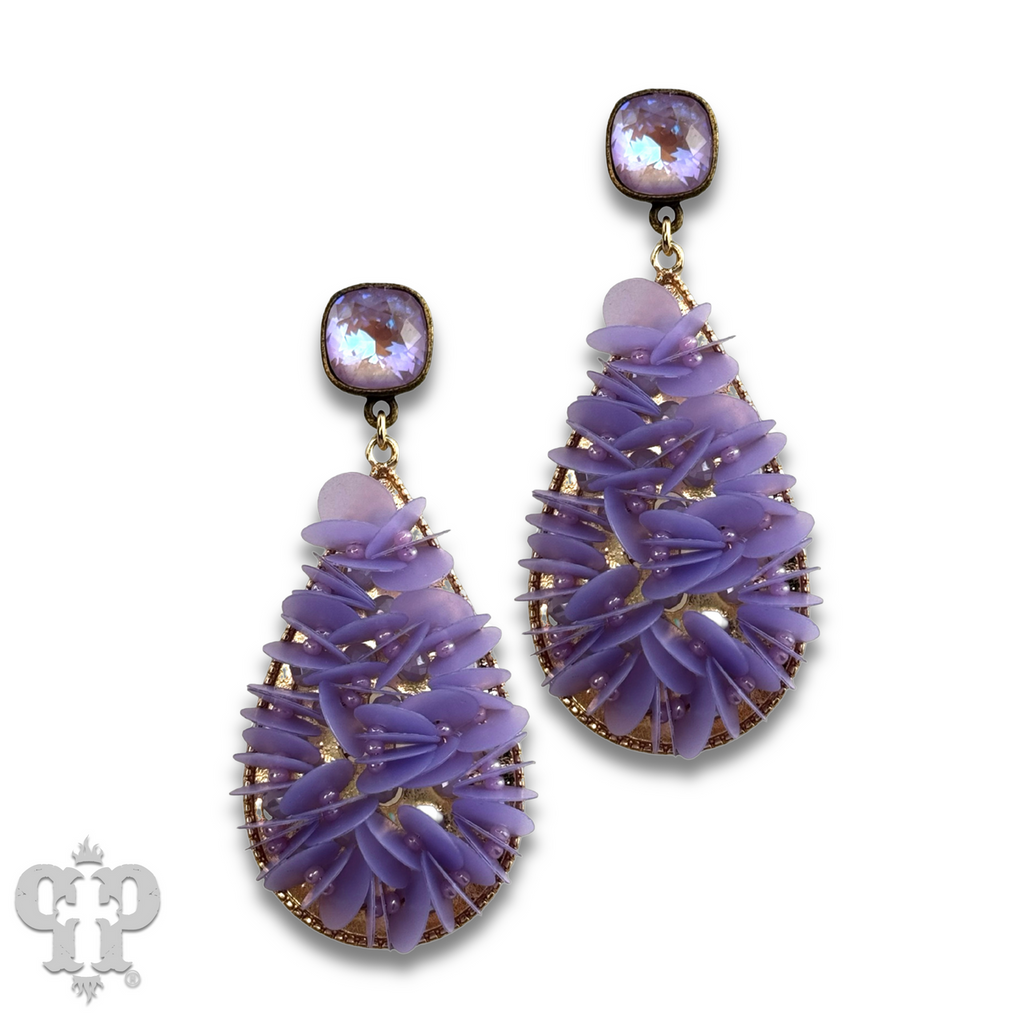 Ruffled sequin earring with crystals from Swarovski®