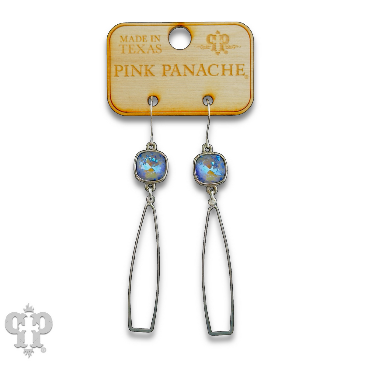 Silver oar shape earring with crystals from Swarovski®