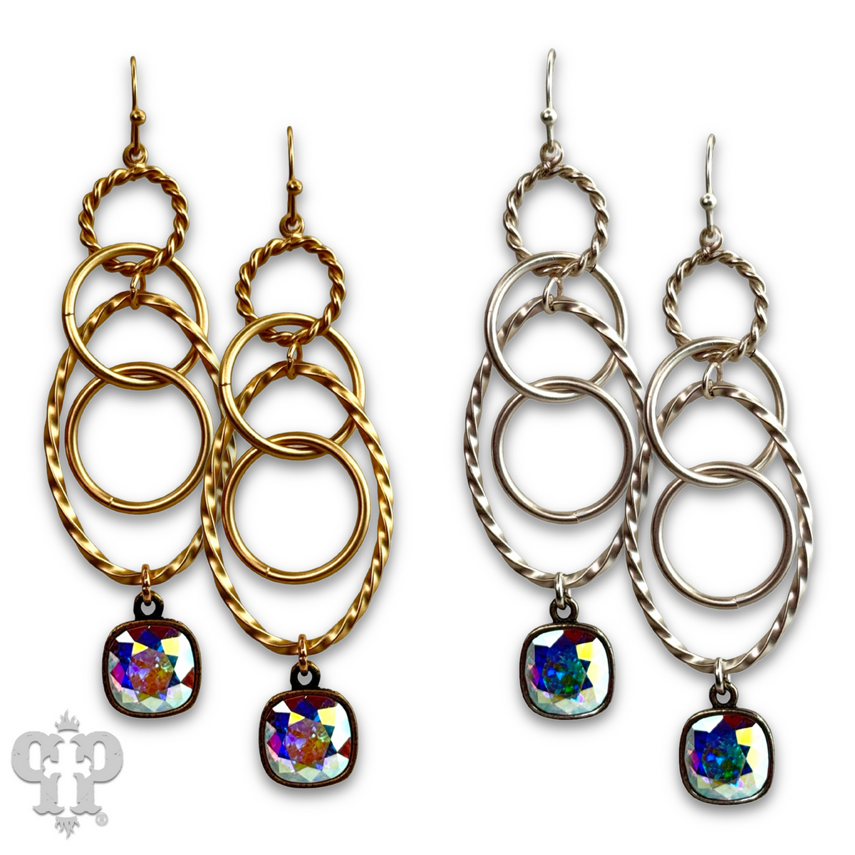 Multi ring earring with crystals from Swarovski®