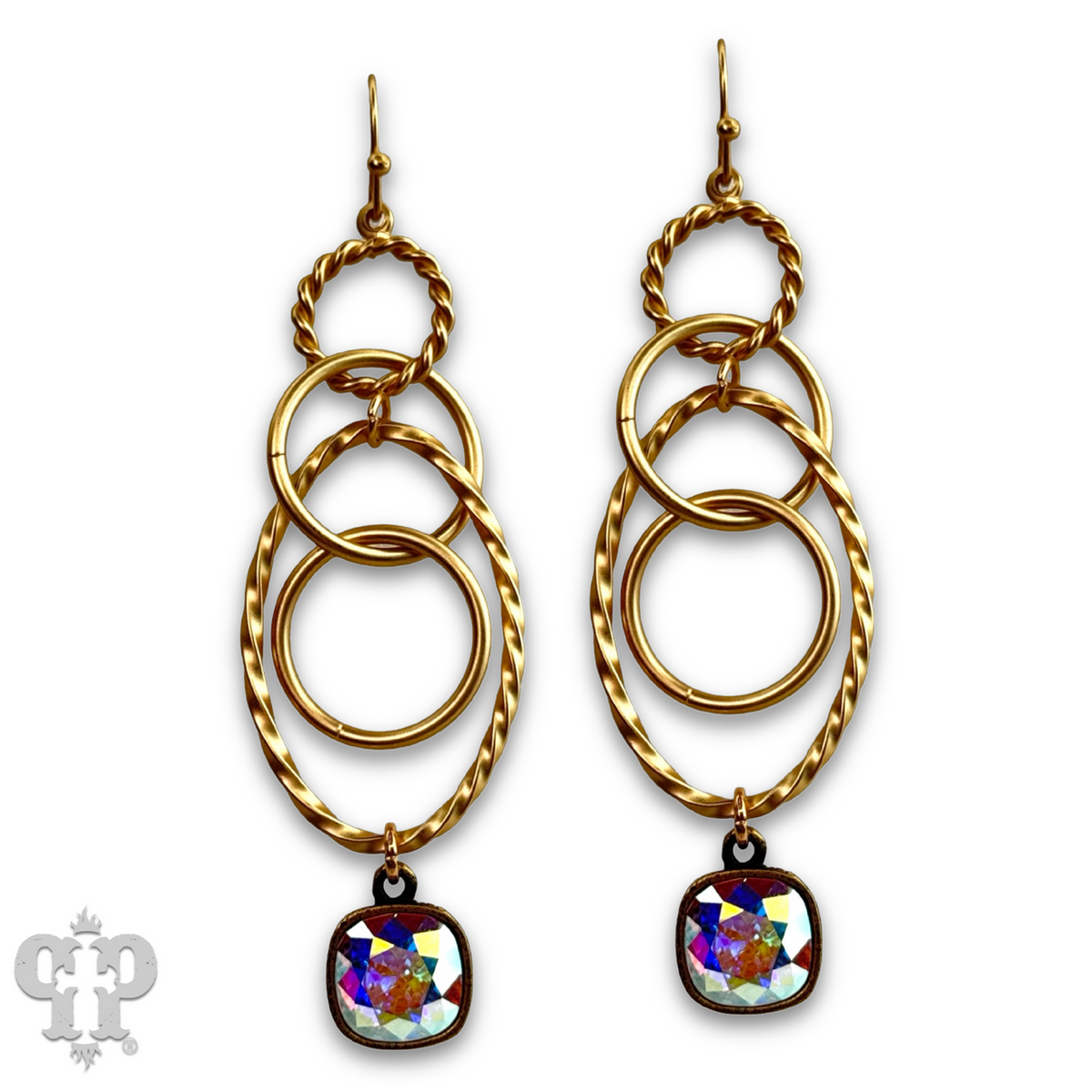 Multi ring earring with crystals from Swarovski®