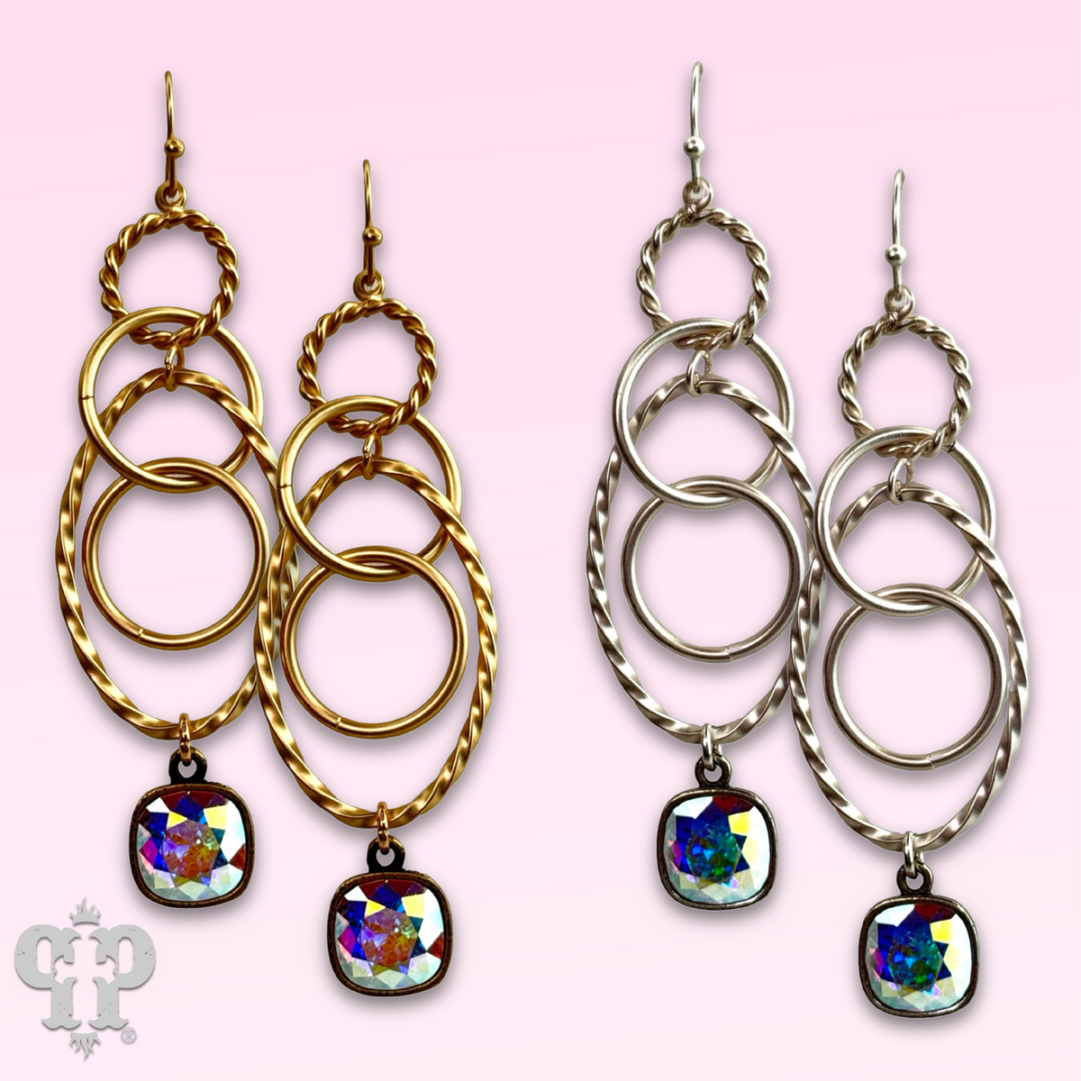 Multi ring earring with crystals from Swarovski®