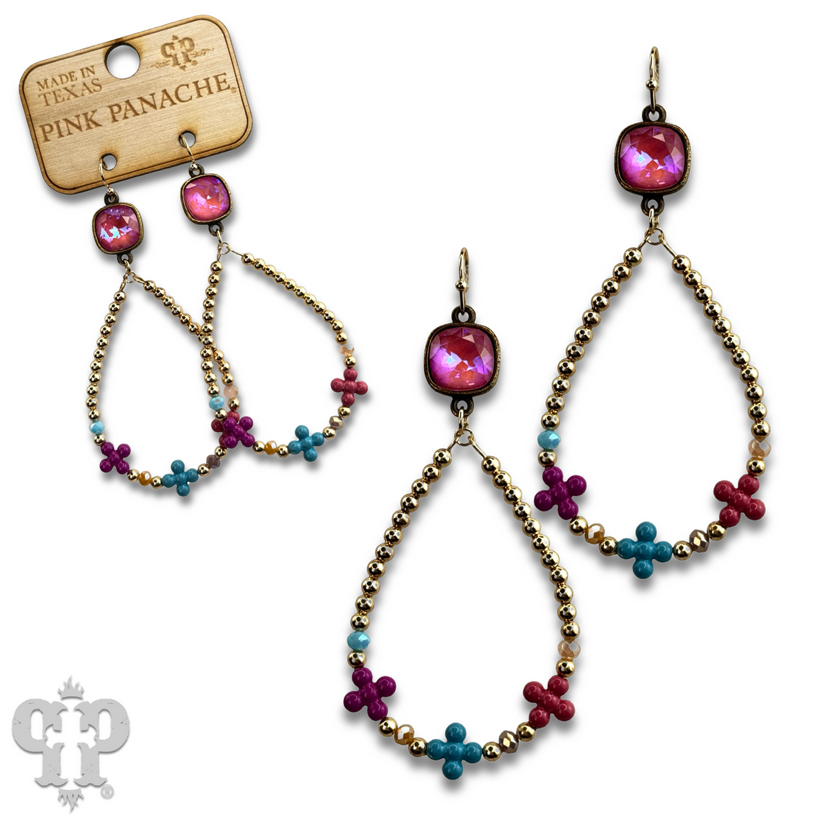 Multi-color flower bead earring with crystals from Swarovski®