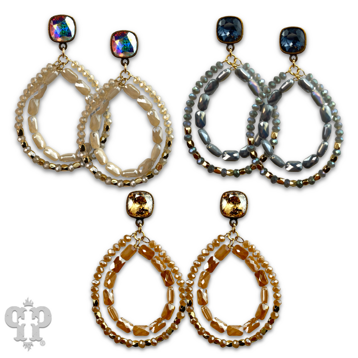 Double faceted bead teardrop earring with crystals from Swarovski®