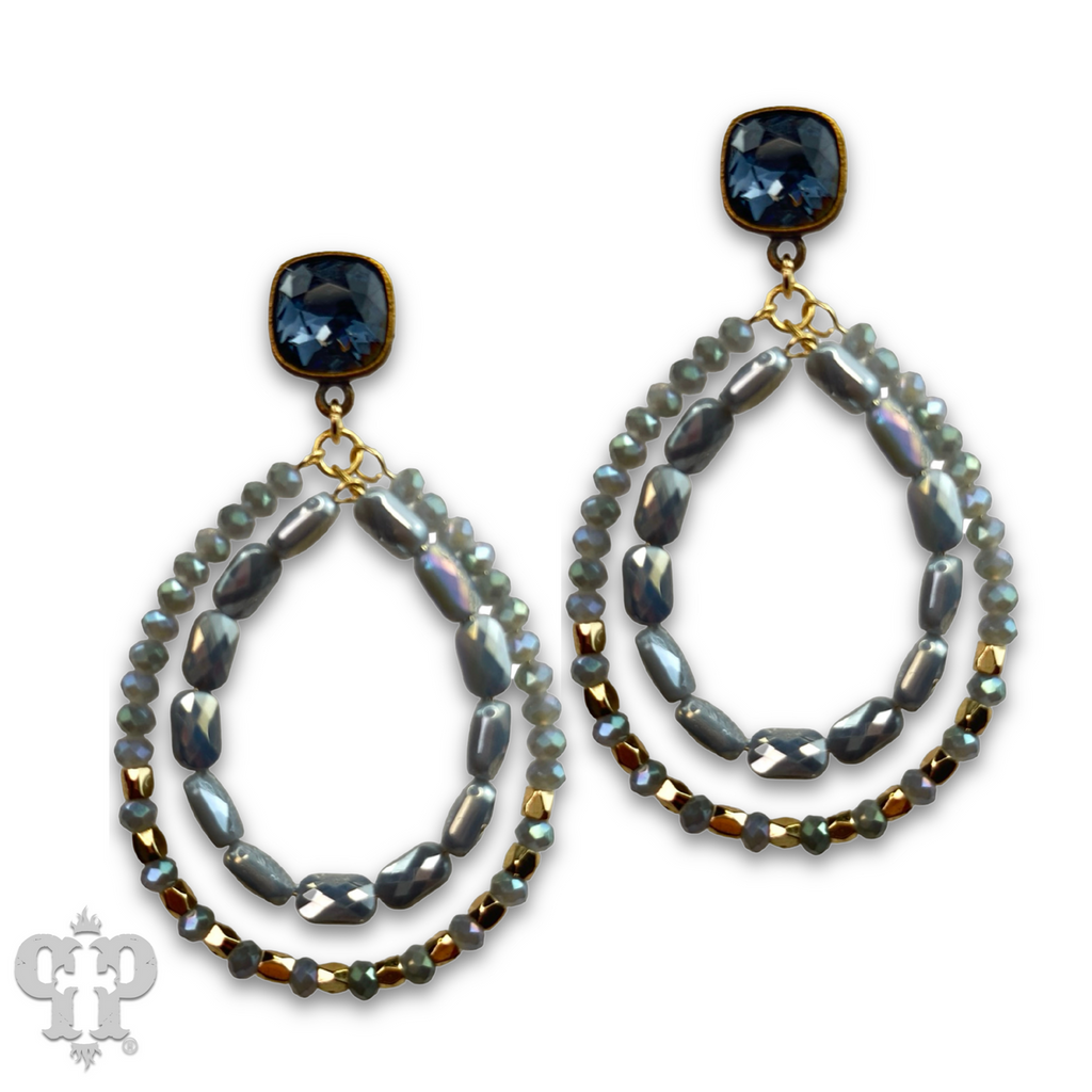Double faceted bead teardrop earring with crystals from Swarovski®
