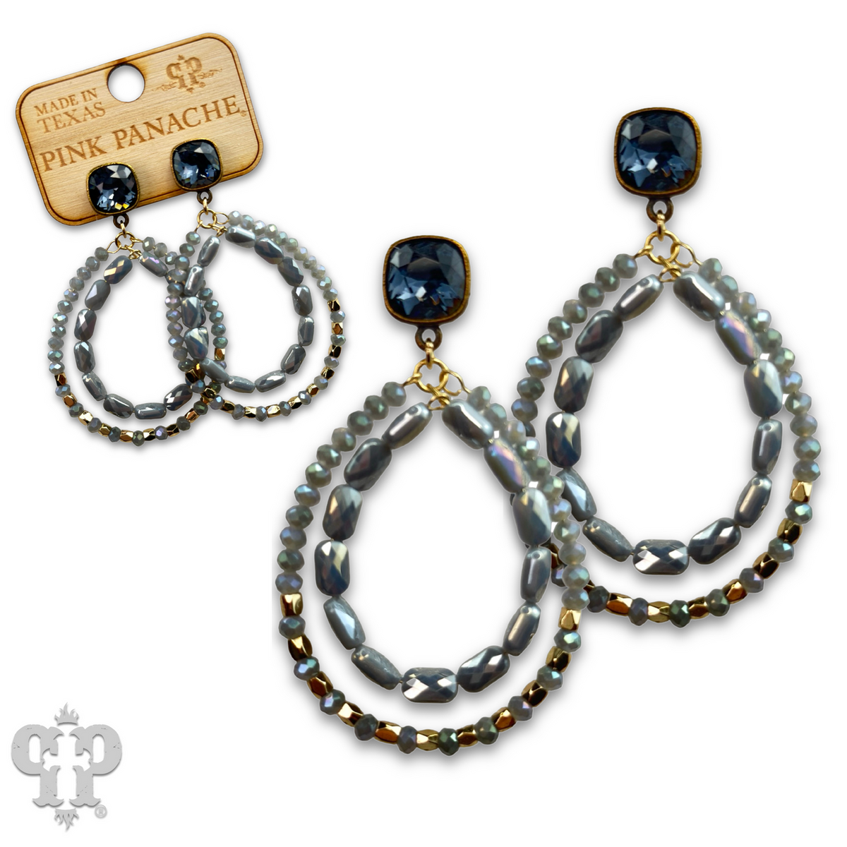 Double faceted bead teardrop earring with crystals from Swarovski®